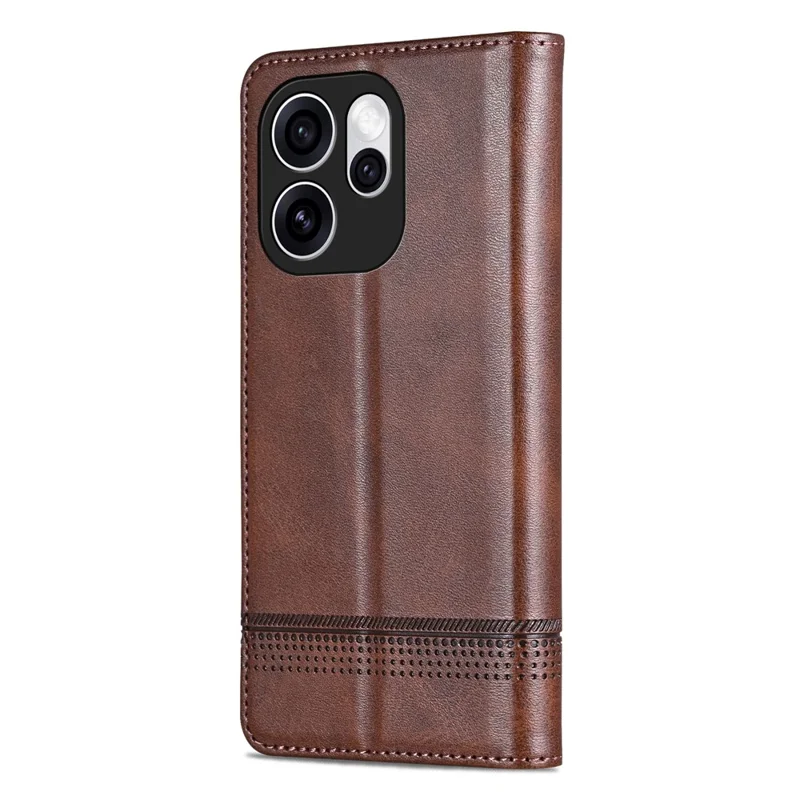 AZNS For Oppo Reno15 Pro 5G (Global) / Reno15 5G (China) Case Cowhide Texture PU Leather Wallet Phone Cover - Coffee