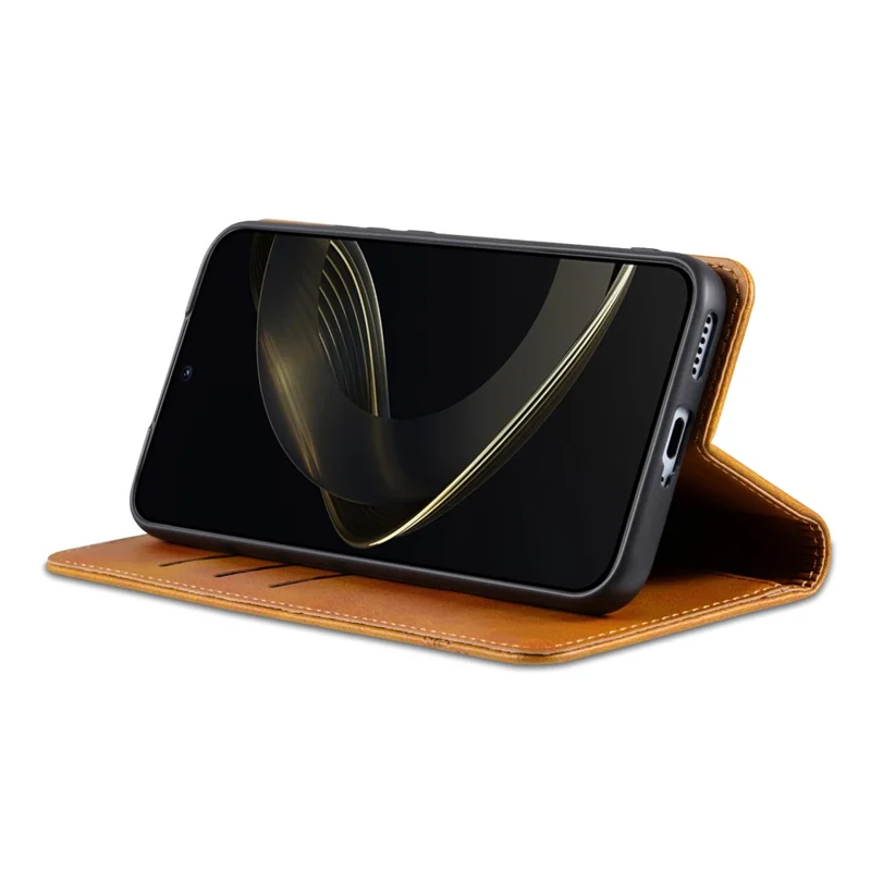 AZNS For Oppo Reno15 Pro Max 5G (Global) / Reno15 Pro 5G (China) Case Cowhide Texture PU Leather Wallet Phone Cover - Brown
