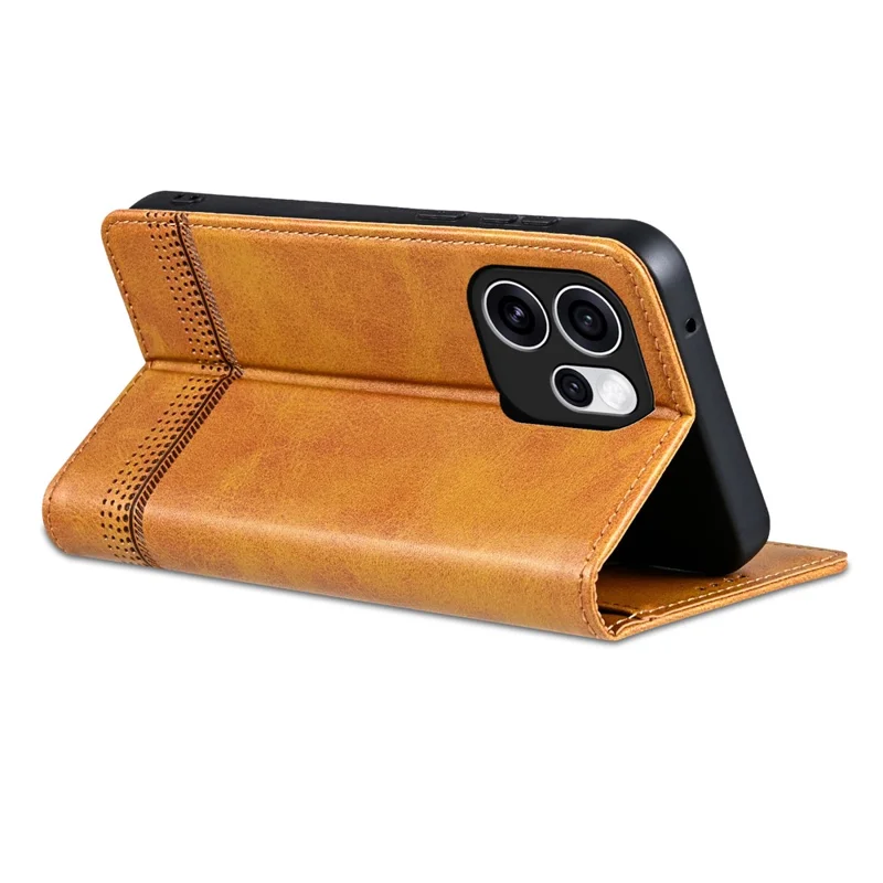 AZNS For Oppo Reno15 Pro Max 5G (Global) / Reno15 Pro 5G (China) Case Cowhide Texture PU Leather Wallet Phone Cover - Brown