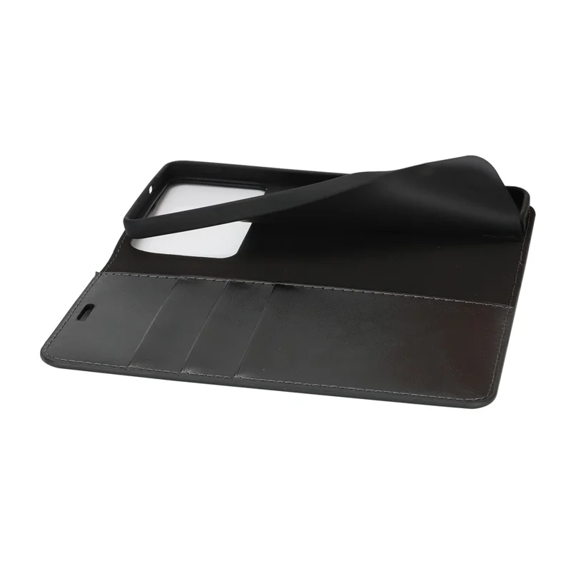 غطاء لهاتف سامسونج جالاكسي S26 إيدج بتصميم جلد خيول مقلوبة ومحفظة من جلد البقر - أسود