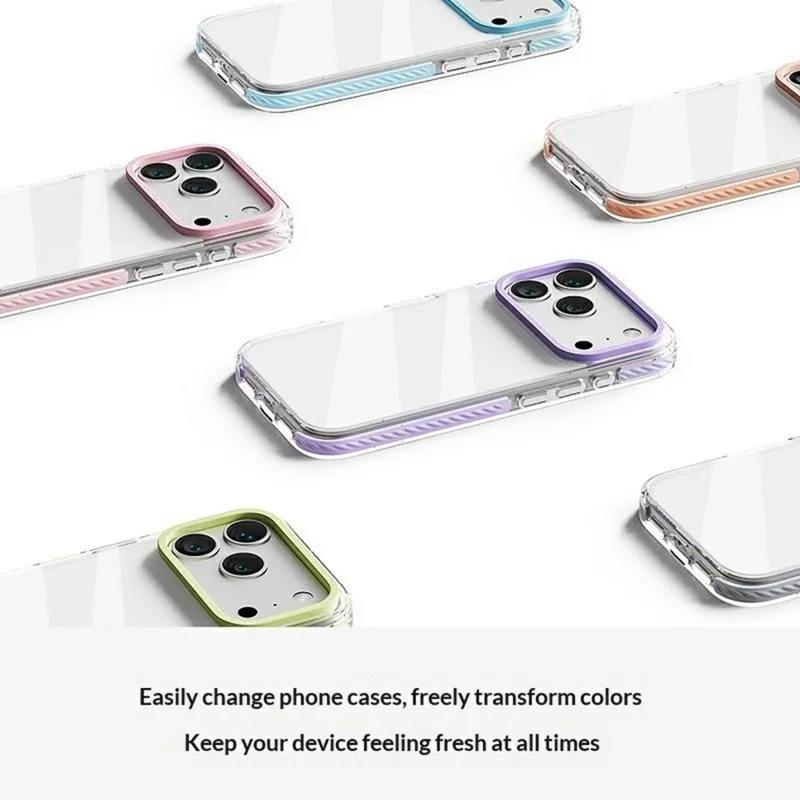 Coque pour iPhone 17 Pro, Antichoc, TPE + TPU, Dos Transparent, Découpe Appareil Photo Large - Violet