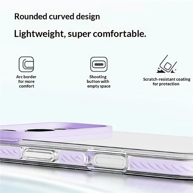 Coque pour iPhone 17 Pro Max, Antichoc, TPE + TPU, Dos Transparent, Découpe Appareil Photo Large - Violet