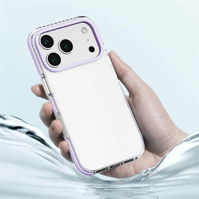 Coque pour iPhone 17 Pro Max, Antichoc, TPE + TPU, Dos Transparent, Découpe Appareil Photo Large - Violet