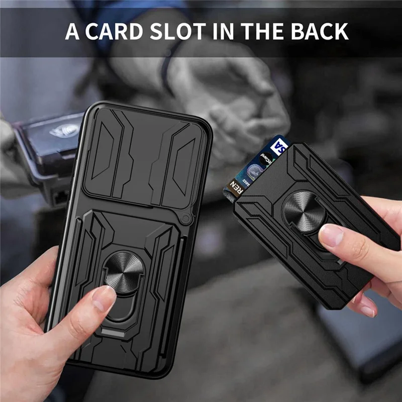 Capa para Telemóvel Oppo Find X9 5G, PC + TPU com Suporte e Tampa de Câmara - Preto