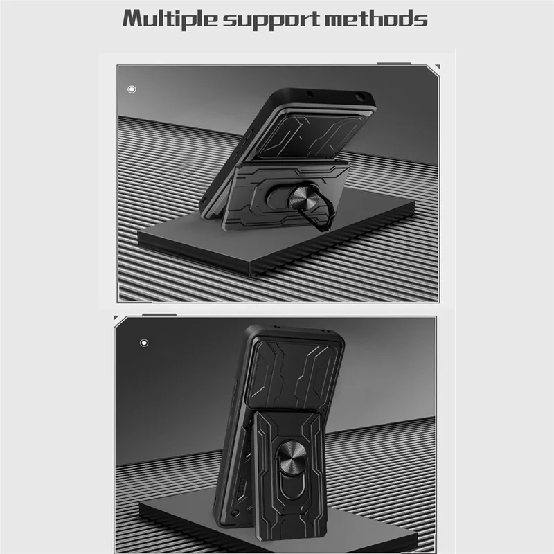 Capa para Telemóvel Oppo Find X9 5G, PC + TPU com Suporte e Tampa de Câmara - Preto