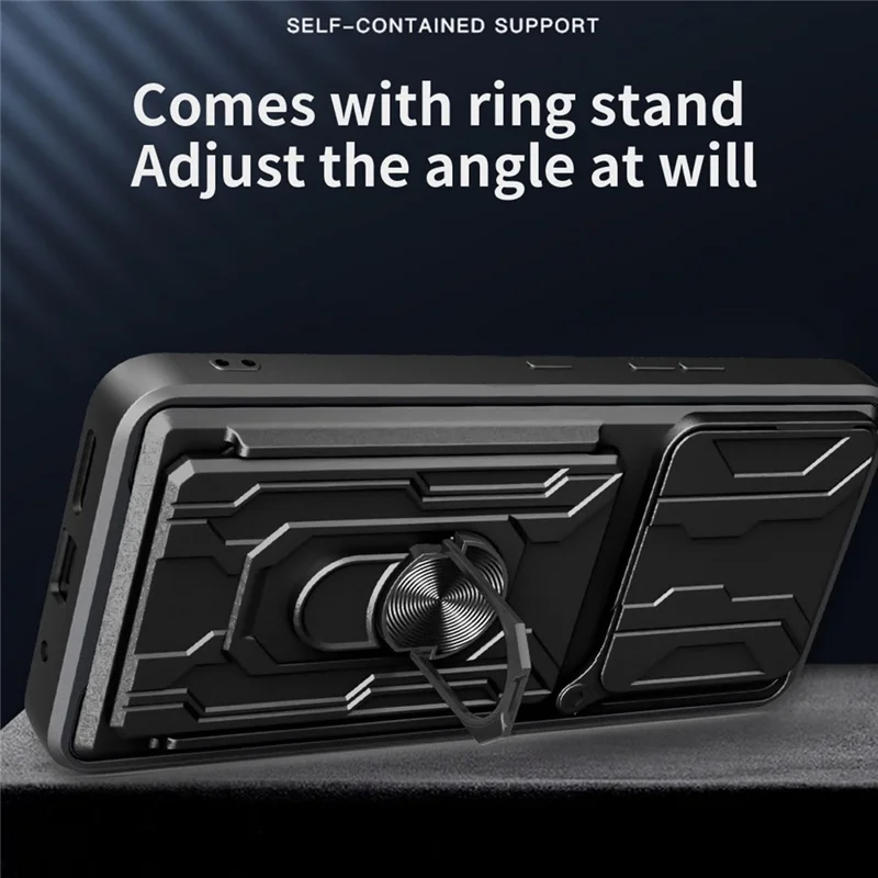 Capa para Telemóvel Oppo Find X9 5G, PC + TPU com Suporte e Tampa de Câmara - Preto