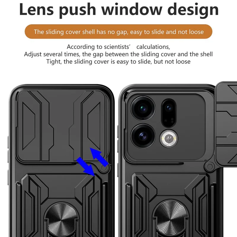 Capa para Telemóvel Oppo Find X9 5G, PC + TPU com Suporte e Tampa de Câmara - Preto