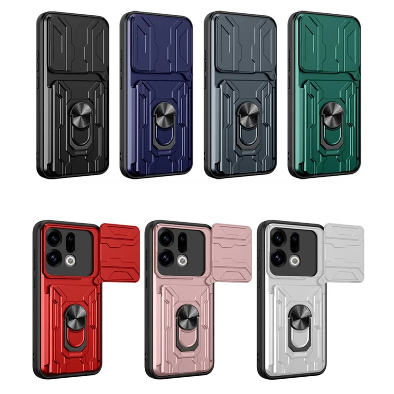 Capa para Telemóvel Oppo Find X9 5G, PC + TPU com Suporte e Tampa de Câmara - Preto