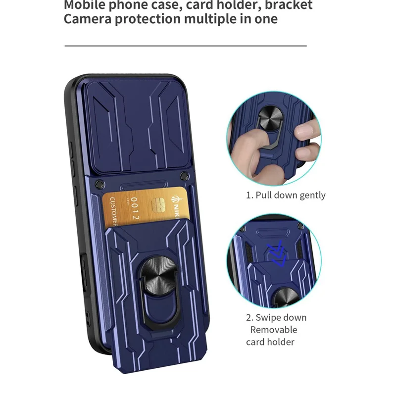 For Oppo Find X9 Pro 5G Case PC + TPU Kickstand Phone Back Cover with Camera Slider - Black