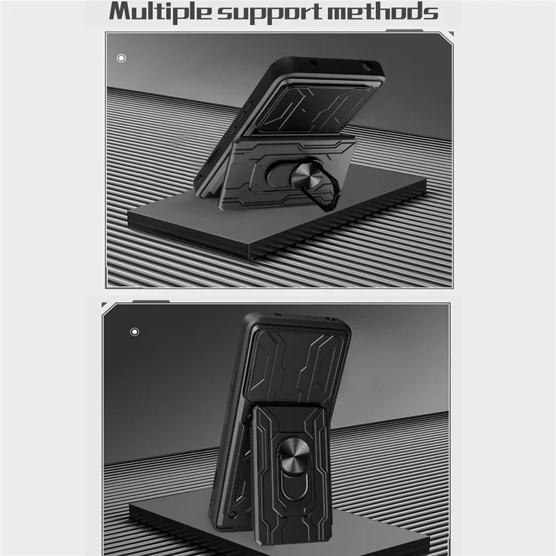 For Oppo Find X9 Pro 5G Case PC + TPU Kickstand Phone Back Cover with Camera Slider - Black