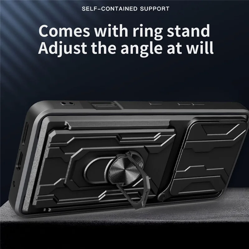 For Oppo Find X9 Pro 5G Case PC + TPU Kickstand Phone Back Cover with Camera Slider - Black