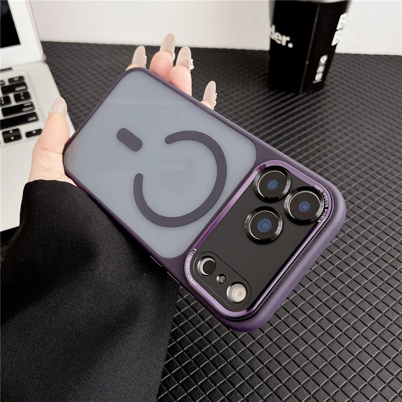 For iPhone 17 Pro Hybrid Case Compatible with MagSafe TPU + Acrylic Phone Shell Built-In AI Photo Button - Brown