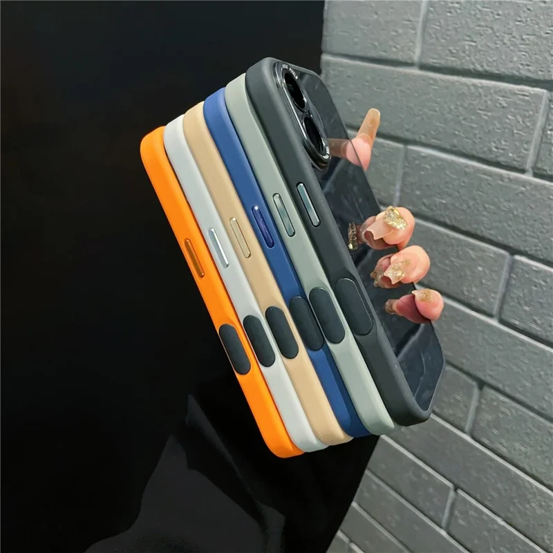 Coque hybride pour iPhone 16 compatible MagSafe, coque de téléphone en TPU + acrylique avec bouton photo IA intégré - Bleu