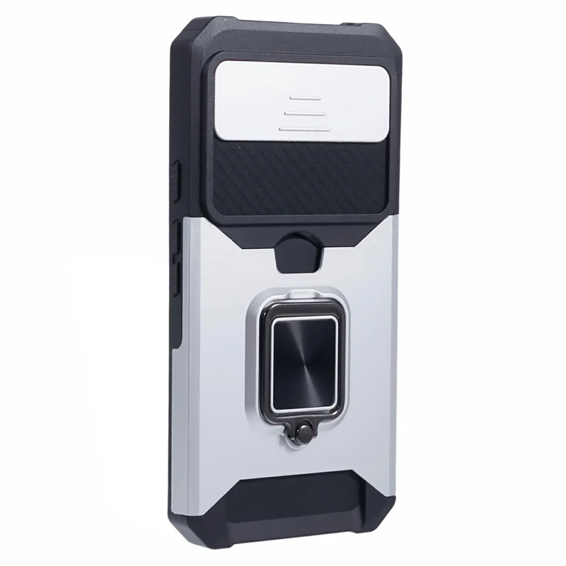 For Google Pixel 10 Pro XL Case Kickstand Slide Lens Lid PC + TPU Phone Cover with Card Slot - Silver