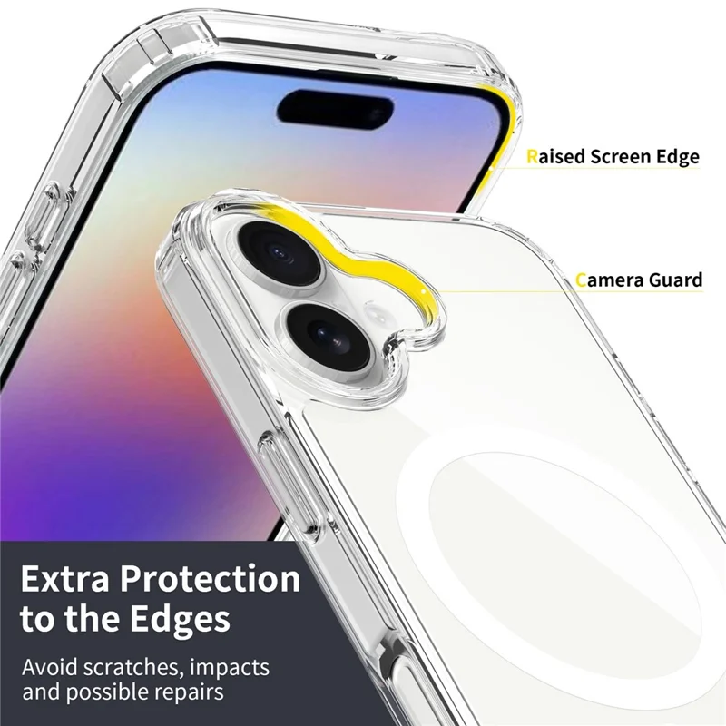 Achat en vrac pour coque magnétique iPhone 17 transparente 1,5 mm en TPU et PC - Couverture arrière transparente