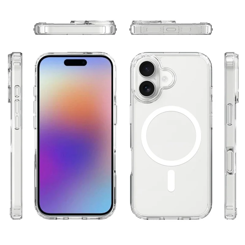 Achat en vrac pour coque magnétique iPhone 17 transparente 1,5 mm en TPU et PC - Couverture arrière transparente