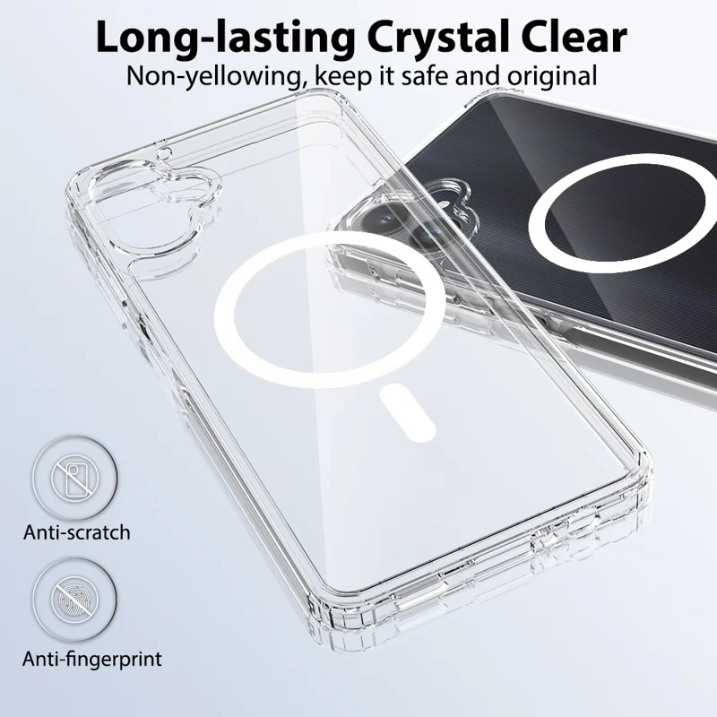 Bulk Purchasing For Samsung Galaxy A06 5G Magnetic Case Crystal Clear 1.5mm TPU PC Phone Back Cover  - Transparent