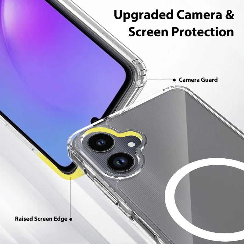 Bulk Purchasing For Samsung Galaxy A06 5G Magnetic Case Crystal Clear 1.5mm TPU PC Phone Back Cover  - Transparent