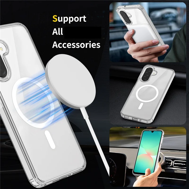 Bulk Purchasing For Samsung Galaxy A17 5G Magnetic Case Crystal Clear 1.5mm TPU PC Phone Back Cover - Transparent