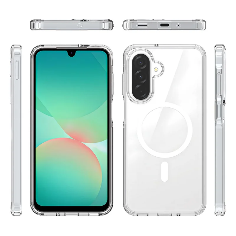 Bulk Purchasing For Samsung Galaxy A17 5G Magnetic Case Crystal Clear 1.5mm TPU PC Phone Back Cover - Transparent