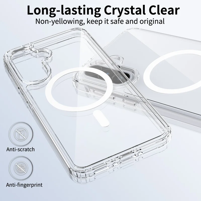 Bulk Purchasing For Samsung Galaxy A36 5G Magnetic Case Crystal Clear 1.5mm TPU PC Phone Back Cover- Transparent