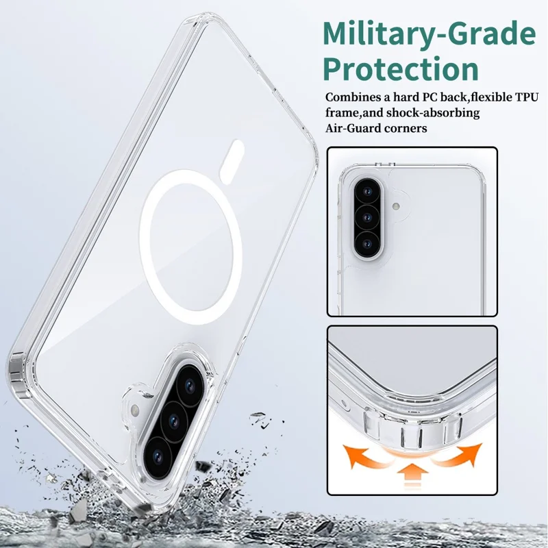 Bulk Purchasing For Samsung Galaxy A36 5G Magnetic Case Crystal Clear 1.5mm TPU PC Phone Back Cover- Transparent