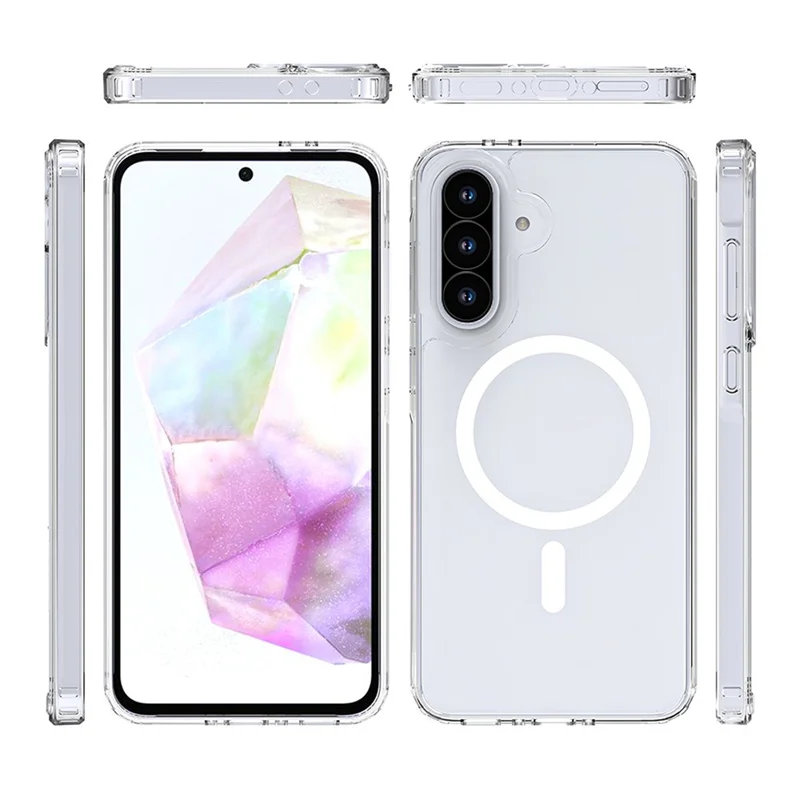 Bulk Purchasing For Samsung Galaxy A36 5G Magnetic Case Crystal Clear 1.5mm TPU PC Phone Back Cover- Transparent