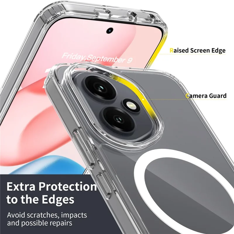 Bulk Purchasing For Honor 400 5G (Global) Magnetic Case Crystal Clear 1.5mm TPU PC Phone Back Cover  - Transparent