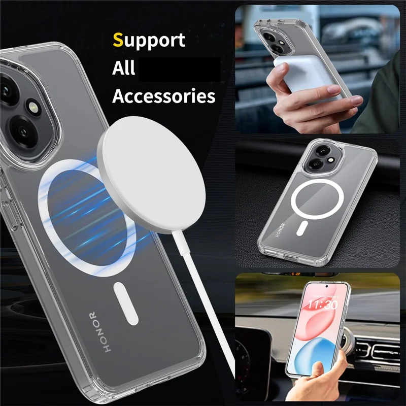 Bulk Purchasing For Honor 400 5G (Global) Magnetic Case Crystal Clear 1.5mm TPU PC Phone Back Cover  - Transparent