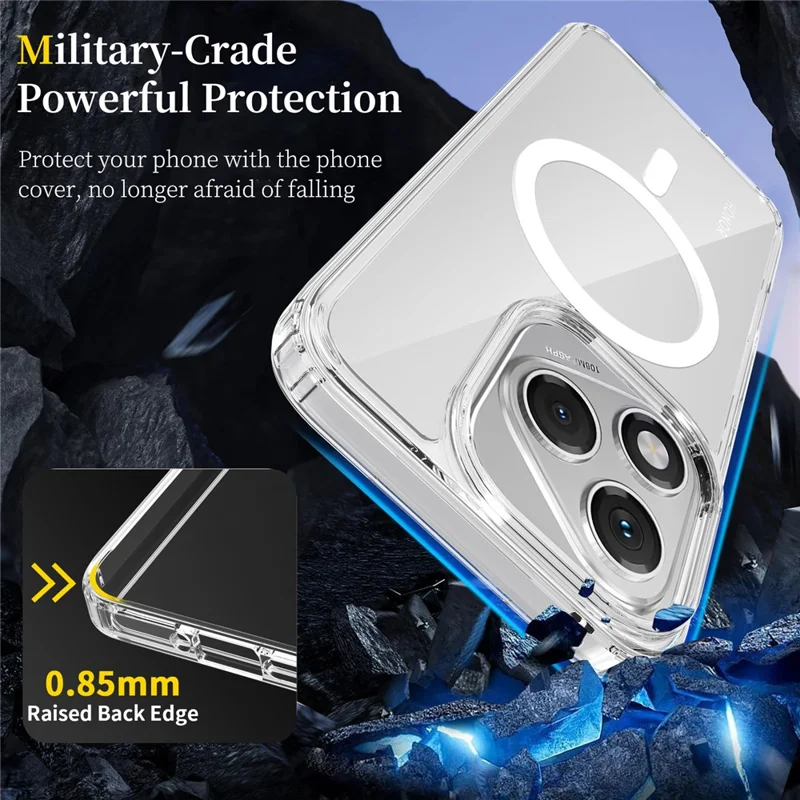 Bulk Purchasing For Honor 400 Lite 5G Magnetic Case Crystal Clear 1.5mm TPU PC Phone Back Cover - Transparent