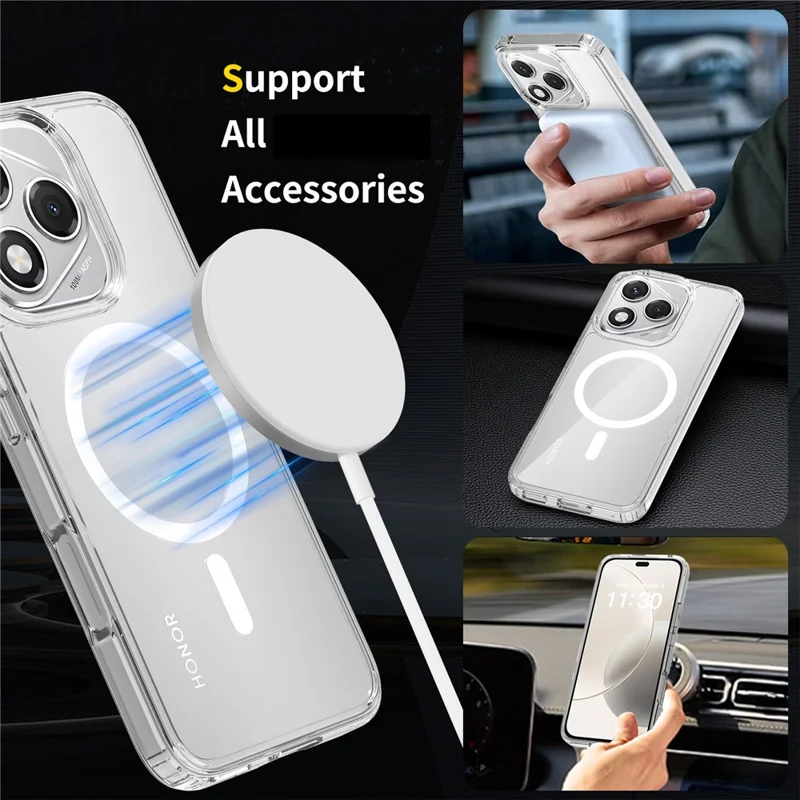 Bulk Purchasing For Honor 400 Lite 5G Magnetic Case Crystal Clear 1.5mm TPU PC Phone Back Cover - Transparent