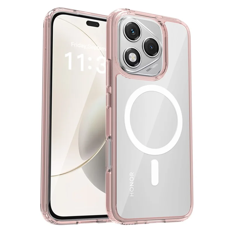 Bulk Purchasing For Honor 400 Lite 5G Magnetic Case Crystal Clear 1.5mm TPU PC Phone Back Cover - Pink