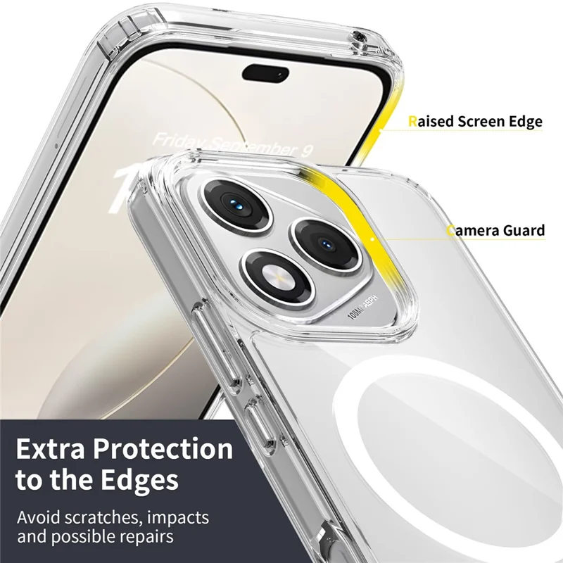 Bulk Purchasing For Honor 400 Lite 5G Magnetic Case Crystal Clear 1.5mm TPU PC Phone Back Cover - Pink