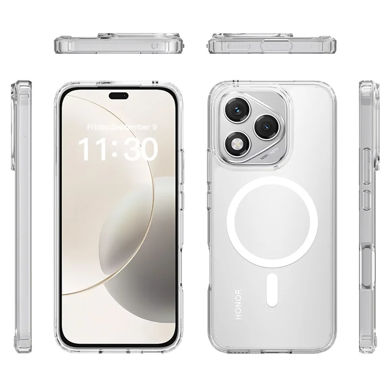 Bulk Purchasing For Honor 400 Lite 5G Magnetic Case Crystal Clear 1.5mm TPU PC Phone Back Cover - Pink