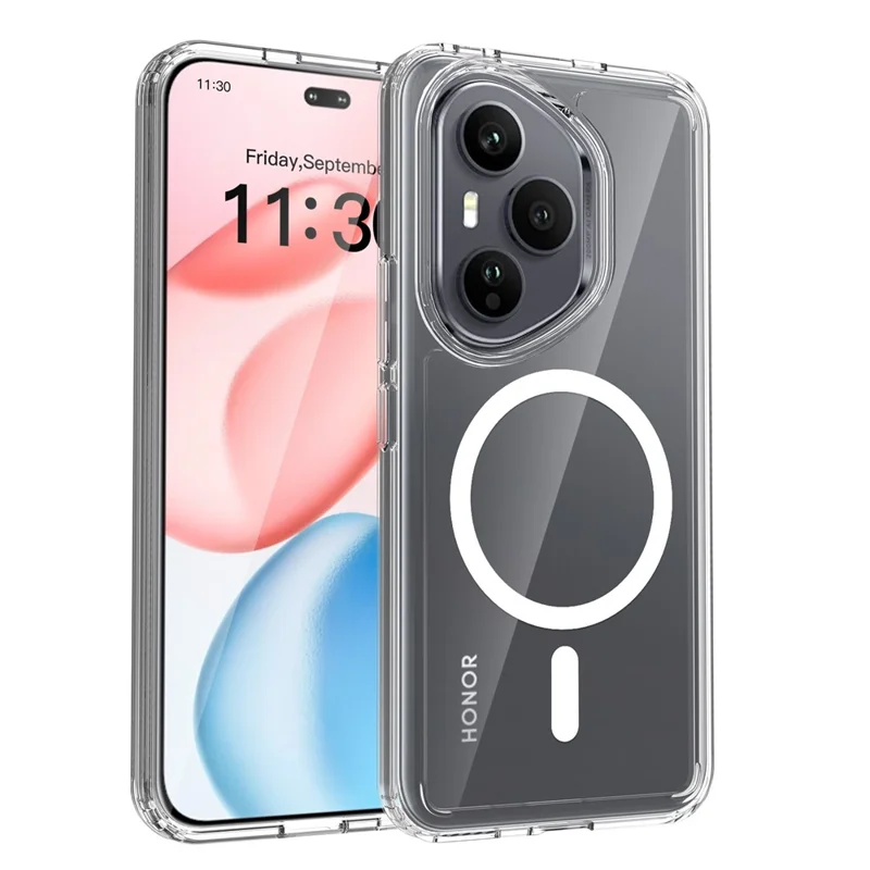 Bulk Purchasing For Honor 400 Pro 5G (Global) Magnetic Case Crystal Clear 1.5mm TPU PC Phone Back Cover - Transparent