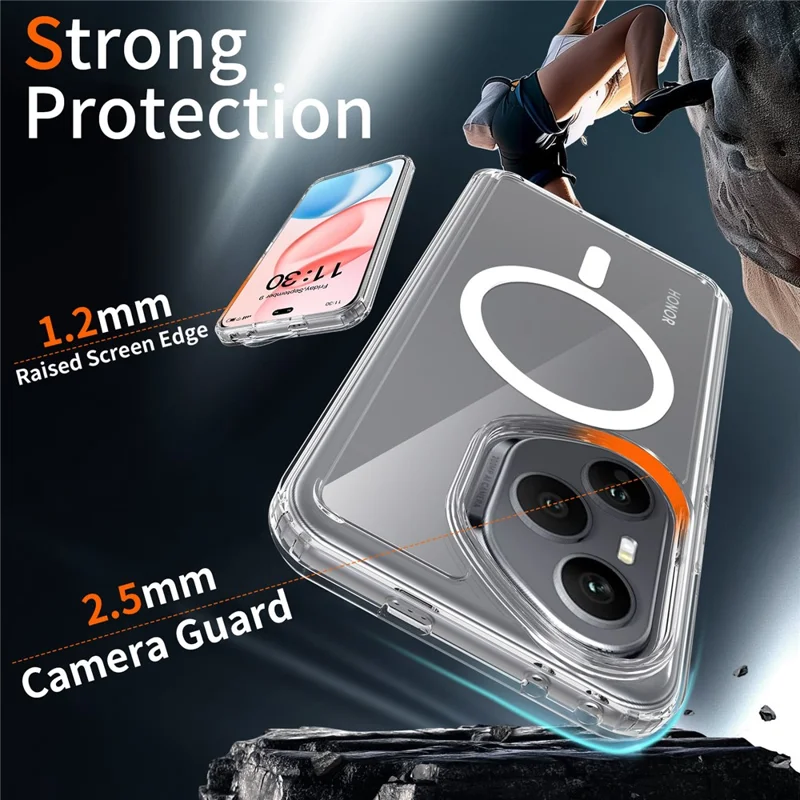 Bulk Purchasing For Honor 400 Pro 5G (Global) Magnetic Case Crystal Clear 1.5mm TPU PC Phone Back Cover - Transparent