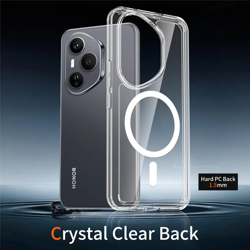 Bulk Purchasing For Honor 400 Pro 5G (Global) Magnetic Case Crystal Clear 1.5mm TPU PC Phone Back Cover - Transparent
