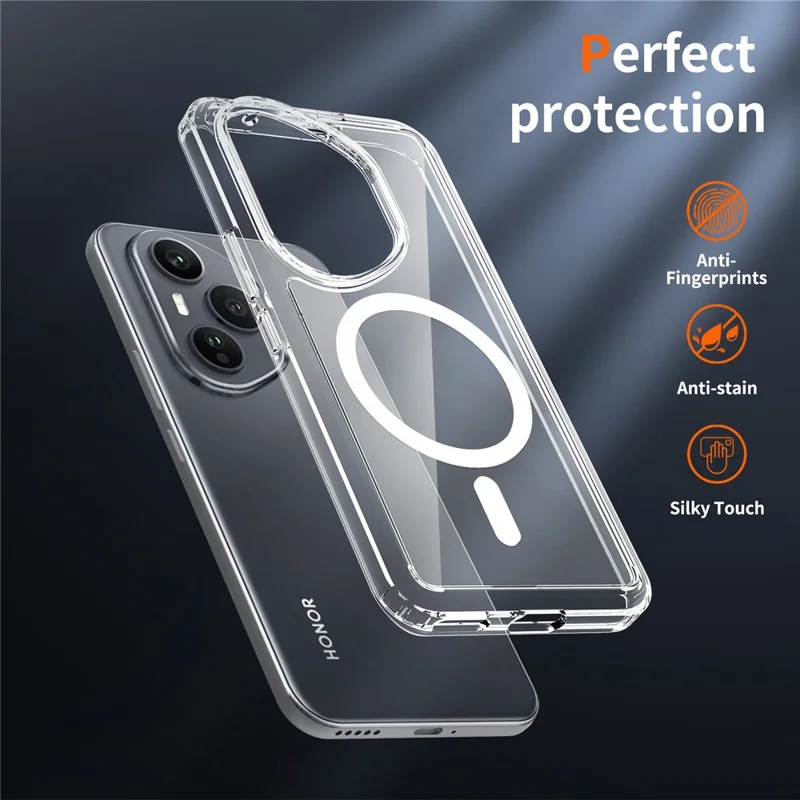 Bulk Purchasing For Honor 400 Pro 5G (Global) Magnetic Case Crystal Clear 1.5mm TPU PC Phone Back Cover - Transparent