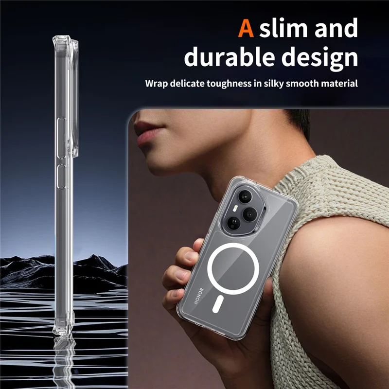 Bulk Purchasing For Honor 400 Pro 5G (Global) Magnetic Case Crystal Clear 1.5mm TPU PC Phone Back Cover - Transparent