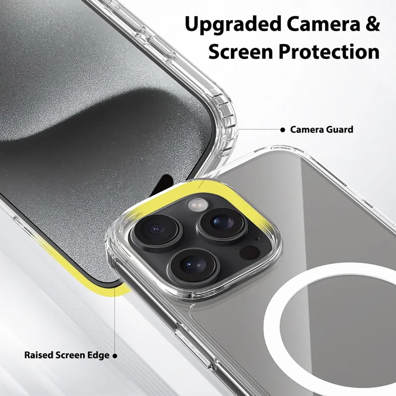 Achat en vrac pour coque magnétique iPhone 16 Pro Max transparente 1,5 mm en TPU et PC - Transparent