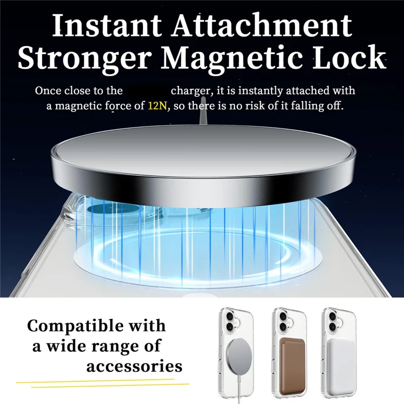 Bulk Purchasing For iPhone 16 Magnetic Case Crystal Clear 1.5mm TPU PC Phone Back Cover - Transparent