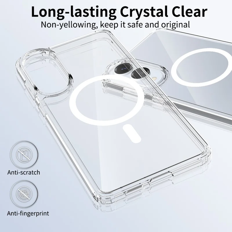 Bulk Purchasing For Samsung Galaxy S25 Edge Magnetic Case Crystal Clear 1.5mm TPU PC Phone Back Cover - Transparent