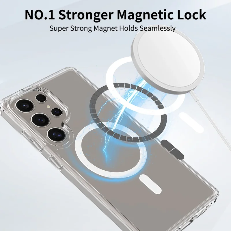 Bulk Purchasing For Samsung Galaxy S25 Ultra Magnetic Case Crystal Clear 1.5mm TPU PC Phone Back Cover - Transparent