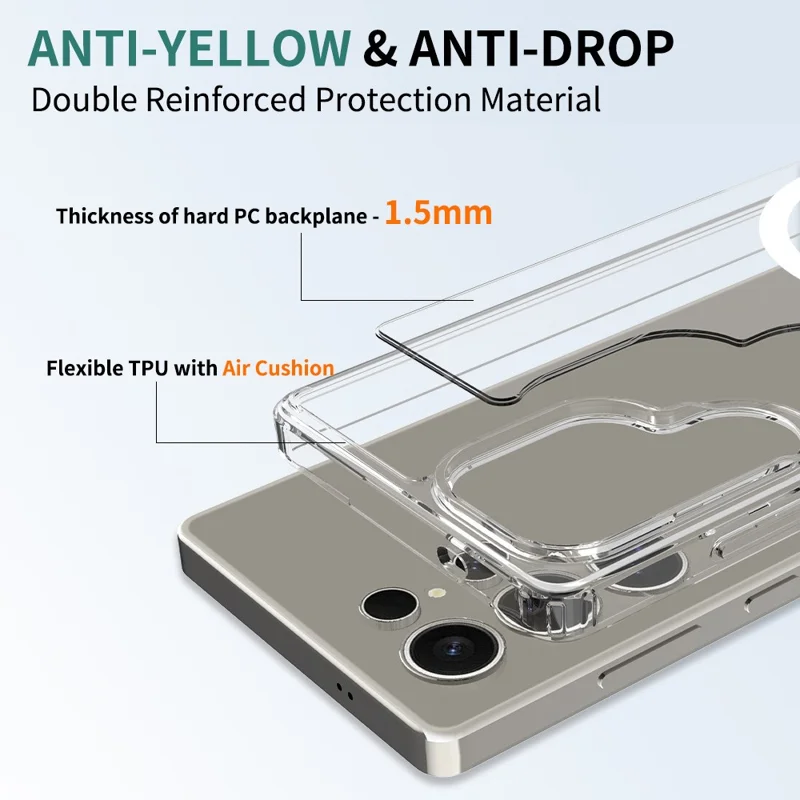 Bulk Purchasing For Samsung Galaxy S24 Ultra Magnetic Case Crystal Clear 1.5mm TPU PC Phone Back Cover - Transparent