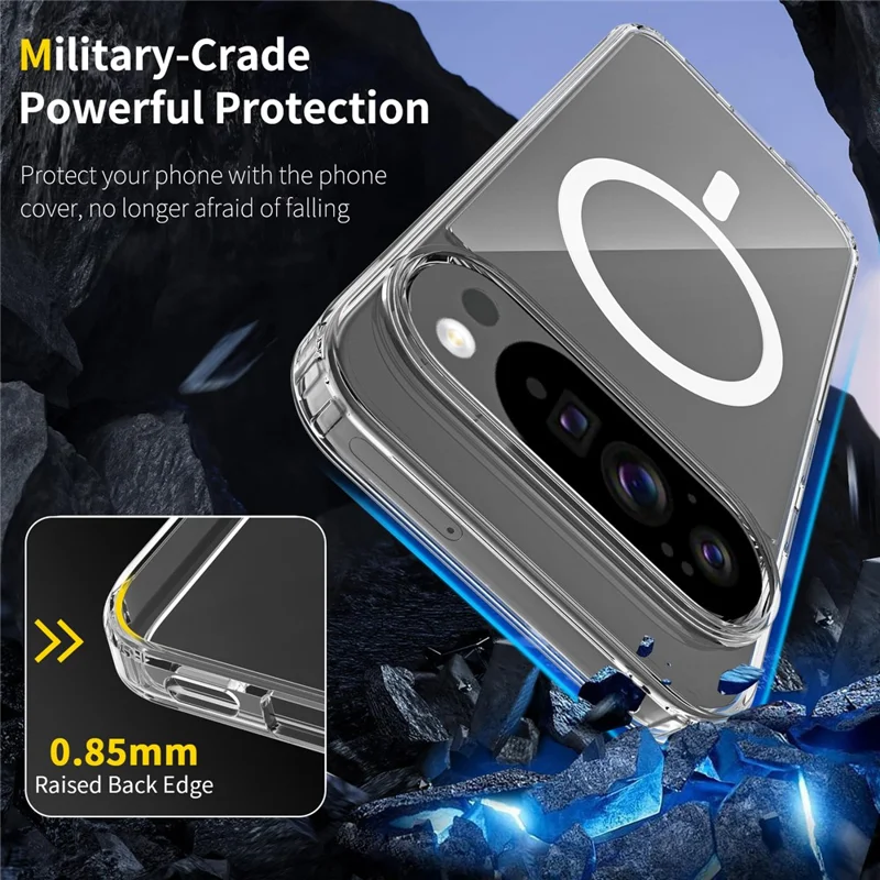 Bulk Purchasing For Google Pixel 9 Pro XL Magnetic Case Crystal Clear 1.5mm TPU PC Phone Back Cover - Green