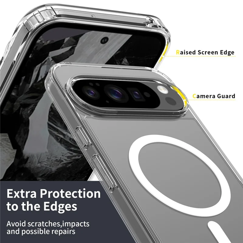 Bulk Purchasing For Google Pixel 9 Pro XL Magnetic Case Crystal Clear 1.5mm TPU PC Phone Back Cover - Green