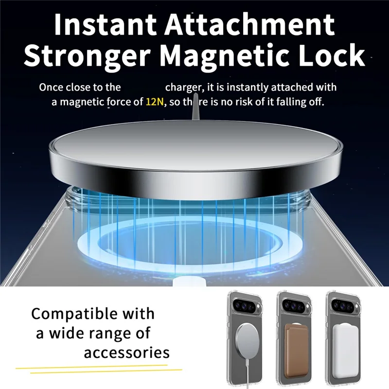 Bulk Purchasing For Google Pixel 10 Pro XL Magnetic Case Crystal Clear 1.5mm TPU PC Phone Back Cover - Green