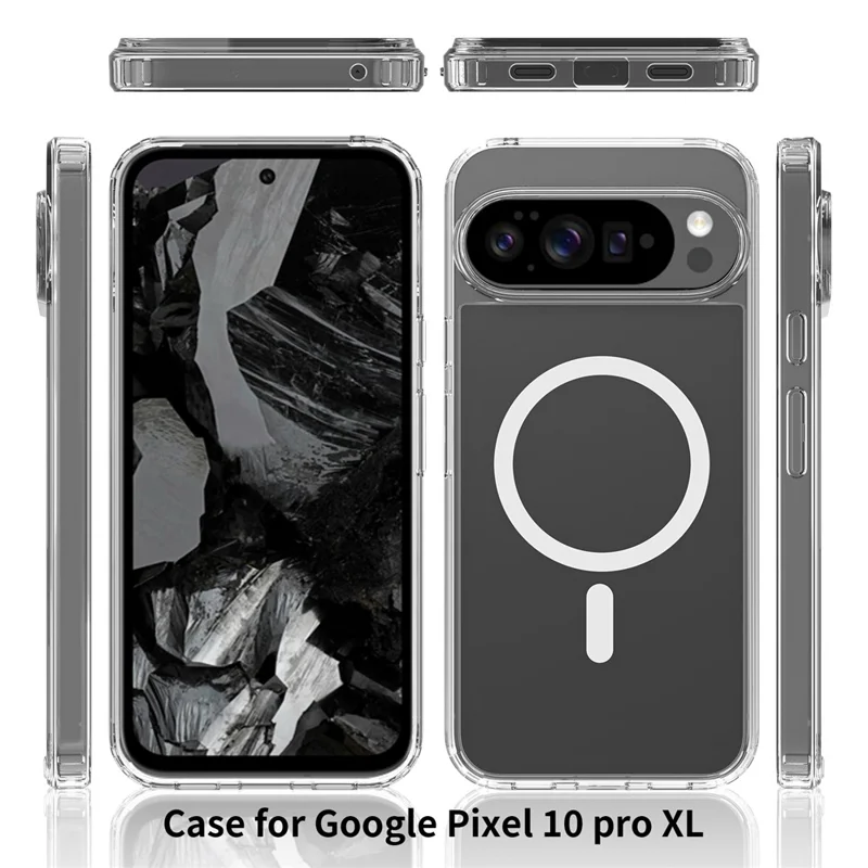 Bulk Purchasing For Google Pixel 10 Pro XL Magnetic Case Crystal Clear 1.5mm TPU PC Phone Back Cover - Green