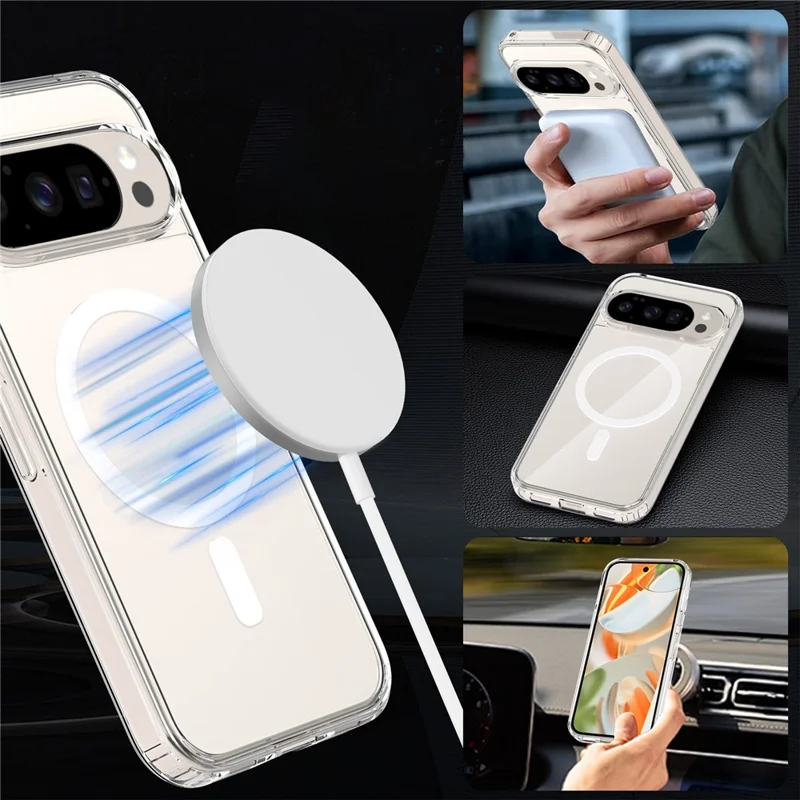Bulk Purchasing Phone  Case For Google Pixel 9  /  9 Pro  Magnetic Crystal Clear 1.5mm TPU PC Phone Back Cover - Transparent