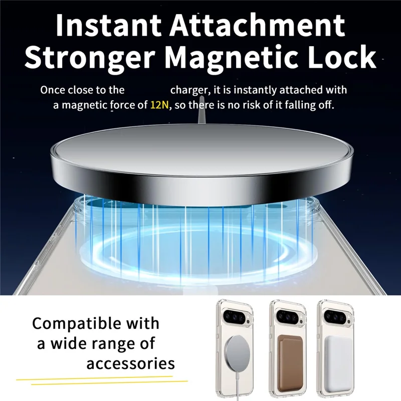 Bulk Purchasing Phone  Case For Google Pixel 9  /  9 Pro  Magnetic Crystal Clear 1.5mm TPU PC Phone Back Cover - Transparent